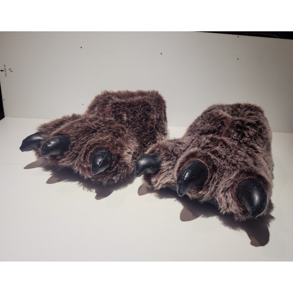 George Plush Brown Bear Paw Slippers Claw House Shoes – Size S/M #103